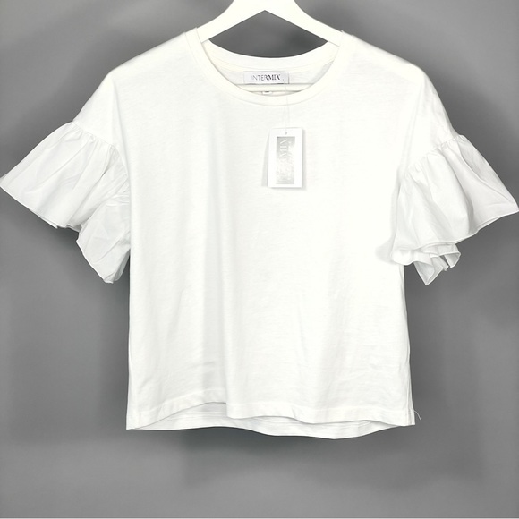 INTERMIX Tops - Nwt Intermix Riley Ruffled Top in White size Medium